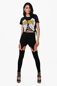 Boohoo Rania Jersey Suspender Leggings