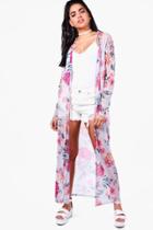 Boohoo Hannah Tropical Maxi Kimono Multi