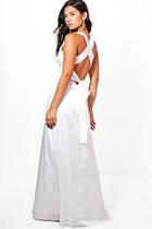 Boohoo Hollie Satin Strappy Back Detail Maxi Dress