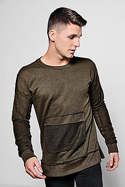 Boohoo Raw Edge Sweater With Pocket