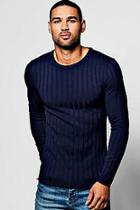 Boohoo Muscle Fit Ribbed Crew Jumper