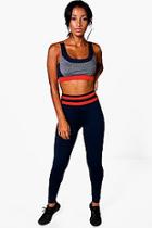 Boohoo Alice Fit Contrast Panel High Waisted Running Leggings