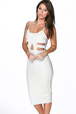 Boohoo Delia Cut Out Detail Midi Bodycon Dress