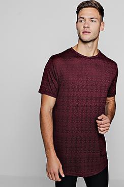 Boohoo Longline Aztec Burnout T-shirt