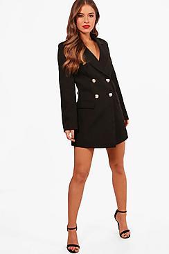 Boohoo Petite Alana Double Breasted Tux Dress