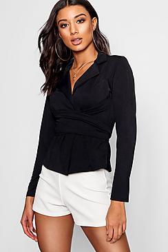 Boohoo Belted Wrap Blazer