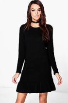 Boohoo Rosie Ruffle Hem Knitted Dress