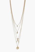 Boohoo Horn & Multi Coin Layered Necklace