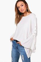 Boohoo Milly Lace Up Flare Sleeve Top