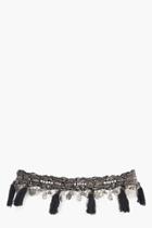 Boohoo Caroline Boutique Pom Pom Tassel Belt Black