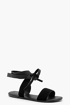 Boohoo Abigail Wrap Up Suede Sandals