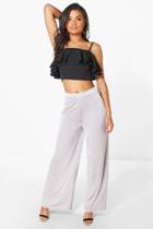 Boohoo Aria Slinky Palazzo Pant Grey
