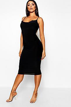 Boohoo Strappy Cowl Neck Midi Dress