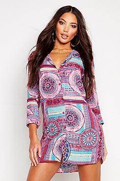 Boohoo Printed Shirt Dress