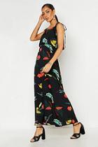 Boohoo Woven Leaf Tie Double Layer Maxi Dress
