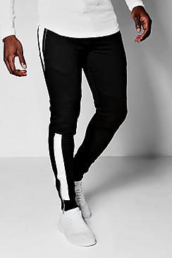 Boohoo Biker Panel Tapered Skinny Fit Man Joggers