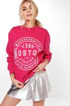 Boohoo Anna Oversized Printed Front Sweatshirt Pink