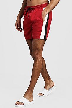 Boohoo Mid Length Swim Short With Side Panel
