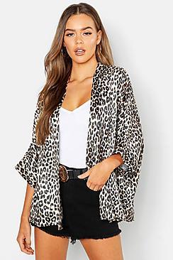 Boohoo Satin Leopard Kimono
