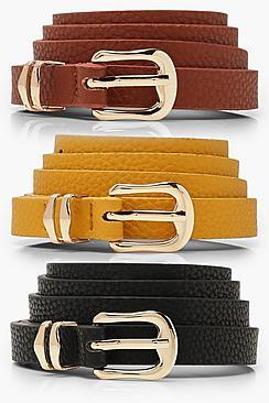 Boohoo 3pk Skinny Belt