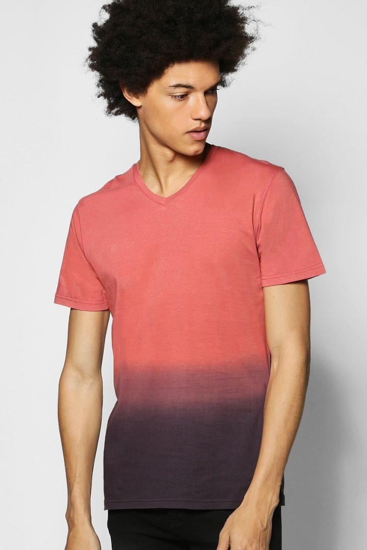 Boohoo Dip Dye V Neck T-shirt Red