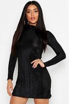 Boohoo Crinkle High Neck Shift Dress