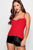 Boohoo Petite Ella Sports Trim Chevron Cami Top