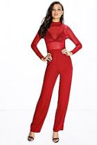 Boohoo Tall Naomi Mesh High Neck Jumpsuit