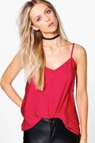 Boohoo Melissa Solid Woven Cami Raspberry
