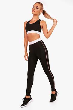 Boohoo Harriet Fit Stitch Contrast Running Leggings