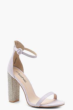 Boohoo Sofia Diamante Block Heels