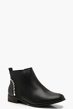 Boohoo Croc Panel Chelsea Boots With Eyelets