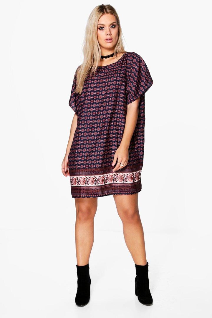 Boohoo Plus Becca Paisley Shift Dress Multi