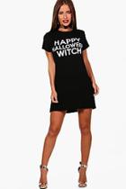 Boohoo Petite Jane Halloween Slogan T-shirt Dress