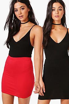 Boohoo Harlow 2 Pack Basic Jersey Mini Skirt