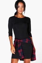 Boohoo Georgia 3/4 Sleeved Bodycon Dress Black