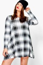 Boohoo Plus Lola Check Print Swing Dress Multi