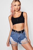 Boohoo Lucy Popper Front Basic Crop