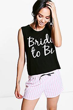Boohoo Petite Bride To Be Pyjama Short Set