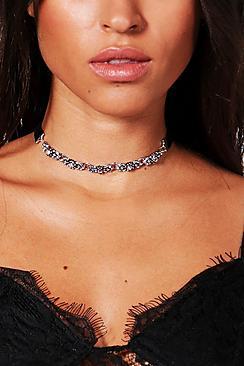 Boohoo Floral Diamante Choker