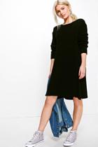 Boohoo Maisie Knitted Swing Dress Black