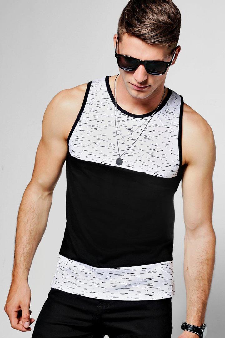Boohoo Space Dye Contrast Panel Tank Top Multi