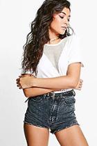 Boohoo Petite Juliette Mesh Plunge Oversized T-shirt