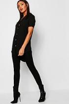 Boohoo Woven Dip Hem Mini Shirt Dress