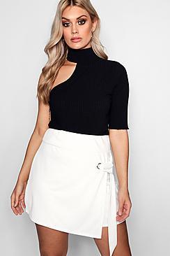 Boohoo Plus Hayley Choker Detail Ribbed Top