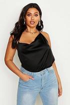 Boohoo Plus Asymmetric One Shoulder Satin Cowl Cami