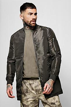 Boohoo Nylon Longline Bomber Neck Jacket