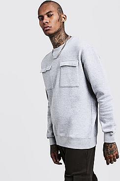 Boohoo Loose Fit Utility Pocket Sweater