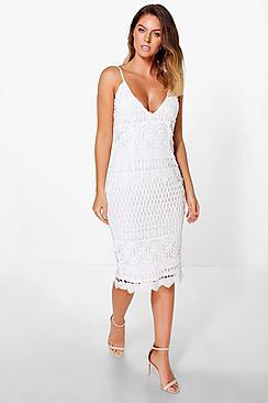 Boohoo Boutique Riana Crochet Midi Bodycon Dress