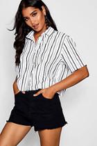 Boohoo Grace Striped Short Sleeve Boxy Shirt